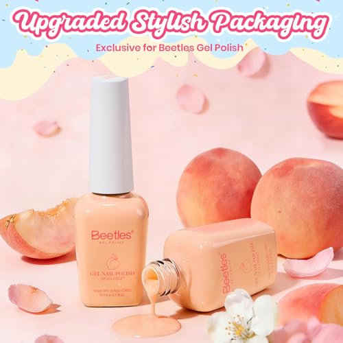 Image of Beetles Peach Gel Nail Polish - Taste of Summer Sweetie Peach Pastel Orange Coral Gel Polish, Same Color Bottle, Soak Off UV LED Lamp Pastel Nail Art, Long-Lasting Manicure Salon DIY Summer Nails