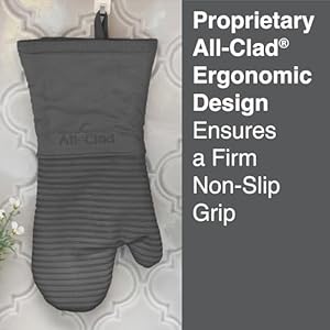 All-Clad Silicone Oven Mitts: Heat Resistant up to 500 Degrees - 100% Cotton & Silicone, 14"x7" Oven Mitt for Kitchen and Barbeque, 2-Pack, Pewter All Clad Silicone Oven Mitts Heat Resistant up to 500 Degrees 100 Cotton Silicone 14×7 Oven Mitt for Kitchen and Barbeque 2 Pack Pewter