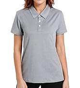 JACKETOWN Womens Polo Shirts Printed Polo Wicking Shirts Summer Tops Short Sleeve T-Shirt Athleti...