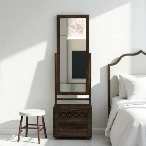 Image of The Attic Ambient Dressing Table Walnut for Bedroom|Solid Wood|Walnut Matte Finish