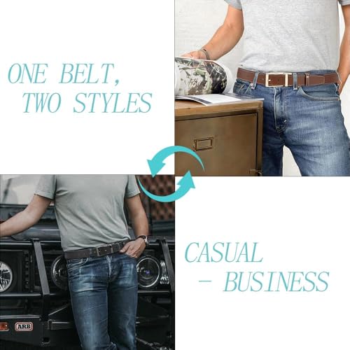 Image of DOOPAI Men's Reversible Leather Belt, 1.25 inch Wide, 2-in-1 Dress & Casual