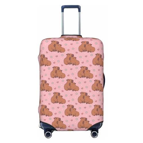 Heart Capybara Print Luggage Covers For Suitcase,Elastic Washable & Stretchable Suitcase Covers For Luggage, Anti-Scratch - Fits 18-32 Inch Luggage-No Luggage Included