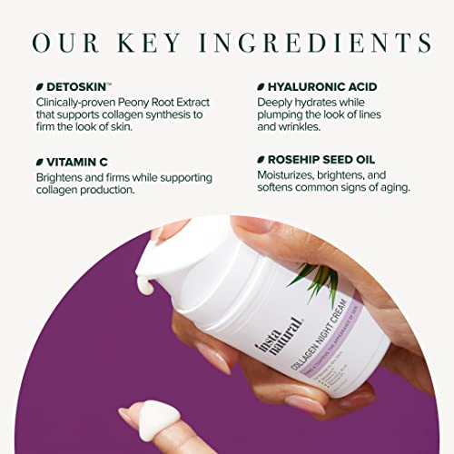 InstaNatural Collagen Night Cream, Anti Aging Cream for Face and Neck with Vitamin C, Hyaluronic Acid, and Rosehip Oil - Thumbnail 3