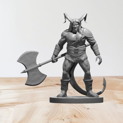 Unpainted DND Tiefling Male Barbarian Miniature Figurine, Tabletop Gaming Collectible, Fantasy World, Ideal Gift for Dungeon Masters and Collectors - Designed by MZ4250
