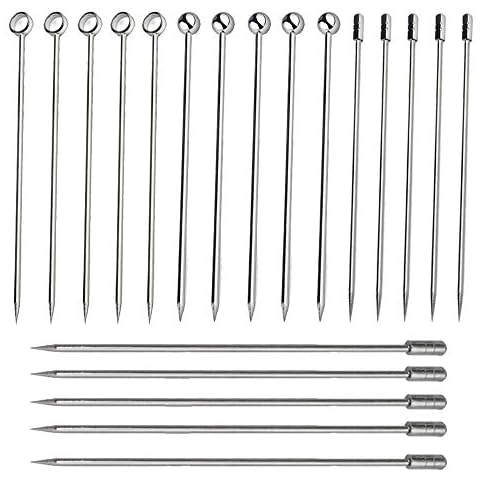 Sweieoni 20 Stück Edelstahl-Cocktailspieße, Cocktail Picks Obst Sticks, Metall Cocktailspieße Obst Stäbchen Cover