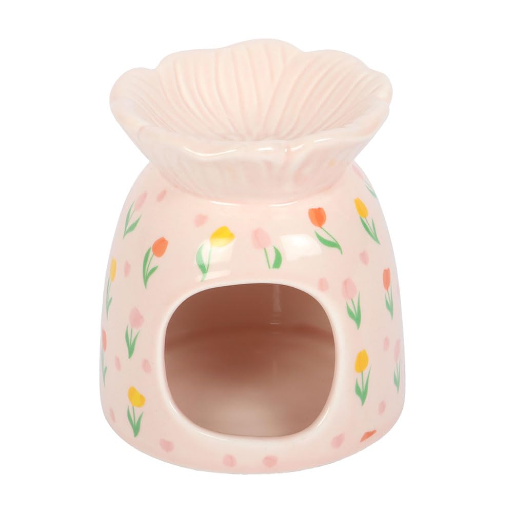 Something Different Wholesale Colourful (With Pink As A Dominant Color) Ceramic Oil Burner And Wax Warmer | Colourful Tulip Print | Gift Idea | Spring Scents
