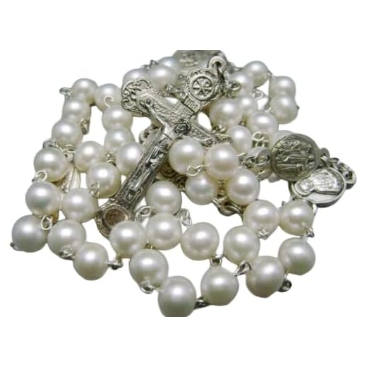 elegantmedical HANDMADE CATHOLIC Natural White AAA 8-9MM Real Pearl Pearls SEVEN SORROWS ROSARY & Relic cross Necklace Box