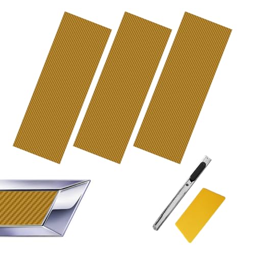 Image of Compatible with 11.8 inch x 4 inch 3PCS Chevy Bowtie Emblem Logo Stickers Cut DIY Decals, 3 Pcs Universal Overlay Yellow