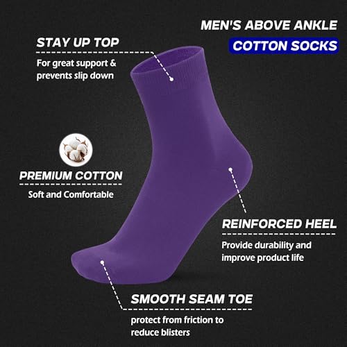 Sakusock Mens Above Ankle Thin Cotton Quarter Crew Socks Classic Lightweight Moisture Wicking Work Socks 5 Pairs2