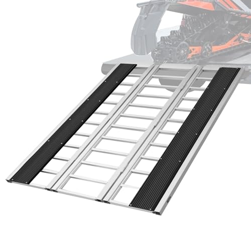 BEJONI 85 L Tri-Fold Snowmobile Ramp Extra-Wide Aluminum Loading Ramps 1600LBS Heavy-Duty ATV Ramp for Pickup Truck Trailer UTVs ATVs Motorcycles Dirt Bikes Winter Gift for Man