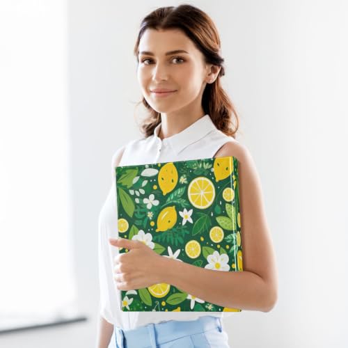 Classeur imprimé de 3,8 cm rigide et durable avec imprimé exclusif citrons et fleurs