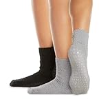 LA Active Chausettes Cocoon Antidérapantes - 2 Paires - pour Maison et Hôpital - Non-glissement (Noir et Gris, 41-46 EU)