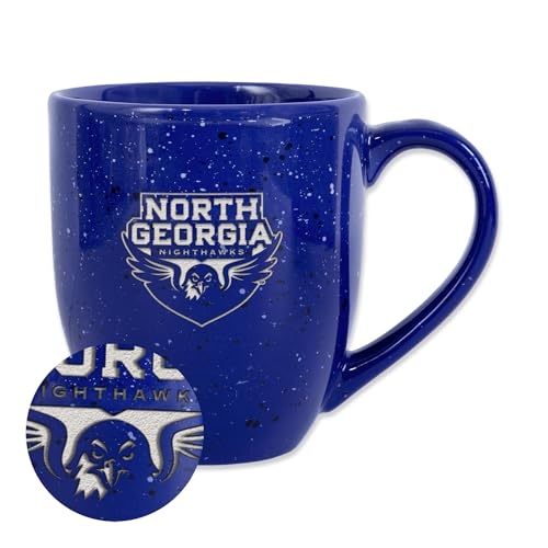 Rico Industries NCAA North Georgia Nighthawks Primary Logo Royal 16 oz Team Color Laser Engraved Speckled Ceramic Coffee Mug