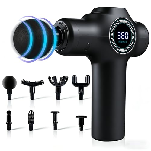 SERIONR Pistola de Masaje Muscular, Eléctrica Masajeador de Tejido Profundo con 30 Velocidades, Pistola Masajeador de Mano con 8 Cabezales de Masaje, Carga Tipo-C, para Relajar los Músculos del Cuerpo