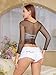 LemonGirl Women's Fishnet Long Sleeve Crop Top Mini Lingerie Mesh Babydolls Chemises Nightwear One Size Black