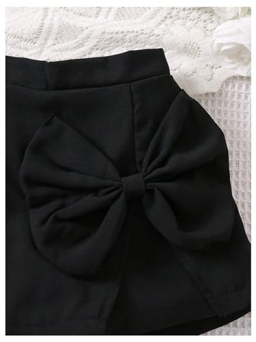 Image of BEAUDRM Girl's Elastic Waist Bow Front Trousers Split Straight Leg Cute Skort