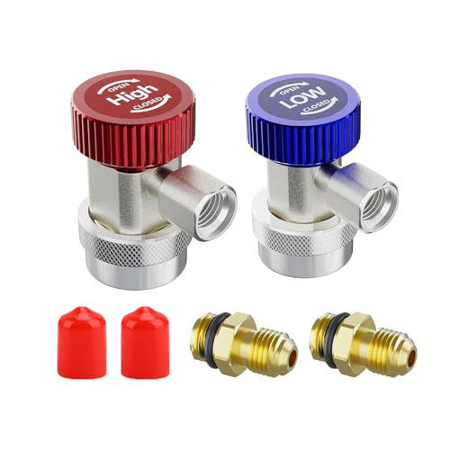 ChillerK R134a Quick Coupler Adapter Adjustable R134a Adapters and AC Hose Fittings for Car AC System Recharging and HP and LP Connectors 1/4 Flares Set of 2