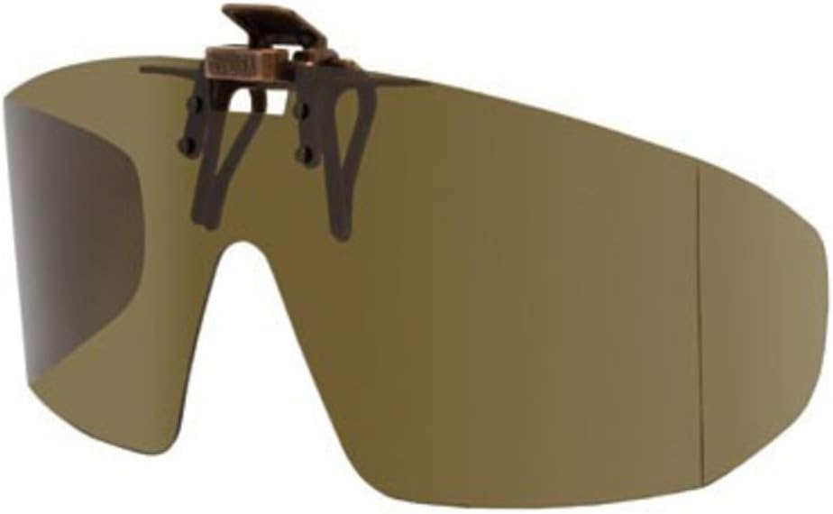 OPSALES Polarized Clip-on Flip-up Plastic Sunglasses - Wrap Style - Polarized Brown - 65mm Wide X 55mm High (140mm Wide)