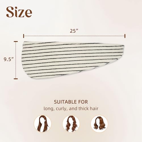 Jacquotha Cotton Hair Towel Wrap for Women (Black & White Striped) - Image 3