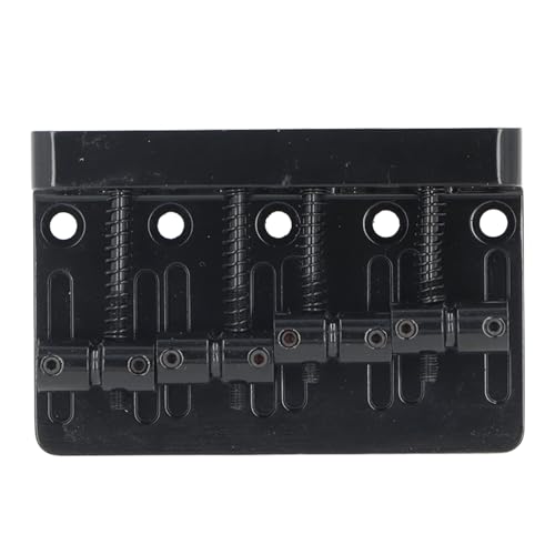 Electric Bass Bridge, Thicker Base Plate Retro Style 4 String Bass Guitar Bridge Adjustable Saddles with Hex Wrench for Jazz Bass J Bass (Black)