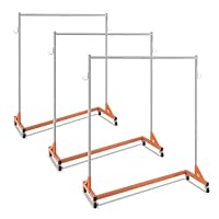 VEVOR Z Rack, Industrial Grade Z Base Garment Rack, Rolling Sturdy Steel Z Base Clothing Rack with Lockable Casters, for Home Clothing Store Display Orange (3 Sets)