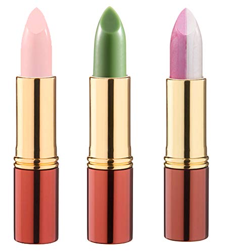 IKOS Lippenstift 3er Set: der denkende Lippenstift weiß/perlmuttrosa + grün/nachtrosa und Duo-Lippenstift weiß/wild Rose