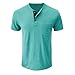 QOAAIE 3 Pack Henley Shirts for Men Short Sleeve Button Cotton T-Shirt with Pocket Fashion Casual Front Placket Tee Shirt (Blue3/Cyan/Blue,L)