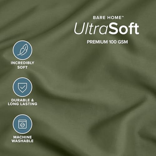 Image of Bare Home Microfiber Pillow Cases - Standard /Queen Size Set of 2 - Cooling Pillowcases - Double Brushed - Cypress Pillowcases 2 Pack - Easy Care (Standard Pillowcase Set of 2, Cypress)