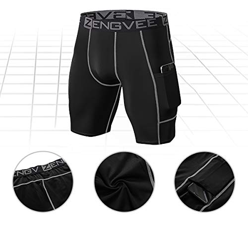 image for ZENGVEE Compression Shorts Men 3 Pack with Pocket Running Short Mens G