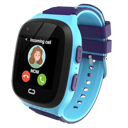 Tixpc 4G Kids Smart Watch Boys with GPS Tracker Location Video Call Cell Phone SOS Calling Voice Chat Camera Alarm Clock for Ages 5-12 Kid (Blue)