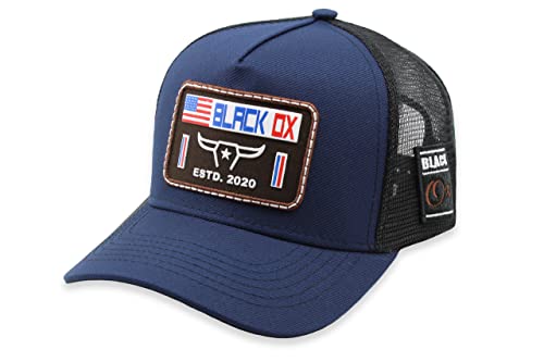 Boné Country Masculino Black Ox Touro Aba Curva Trucker Telinha Cor:Azul