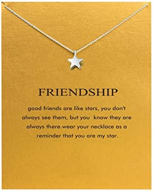 Hundred River Friendship Necklace Star Pendant Chain Necklace with Message Card Gift Card (Star 2s)