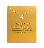 Hundred River Friendship Necklace Star Pendant Chain Necklace with Message Card Gift Card (Star 2s)
