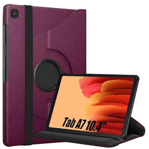 World biz 360° Rotate Case for Galaxy Tab A7 10.4” Case 2022 2020 (SM-T500/ T503/ T505/ T507/T509), Slim Rotation Cover with PC Hard Back Shell Auto Wake/Sleep Function Galaxy Tab A7 (Purple)