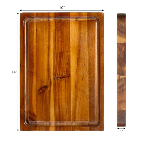 Tabla de cortar rectangular de madera Acacia 14x10 pulgadas miniatura 3