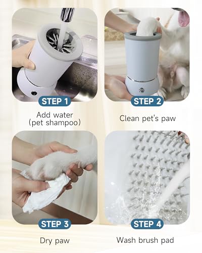Image of Automatic Dog Paw Cleaner for Dogs,Electric Dog Foot Paw Washer Cup and Massager,2 Speeds for Thorough Cleaning and USB Rechargeable,Pet Paw Feet Cleaner for Small Medium Dogs Cats (White)