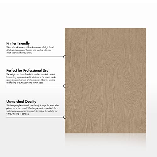 Luxpaper 8.5" X 11" Cardstock | Letter Size | Oak Woodgrain | 111Lb. Cover | 50 Qty #TOP7