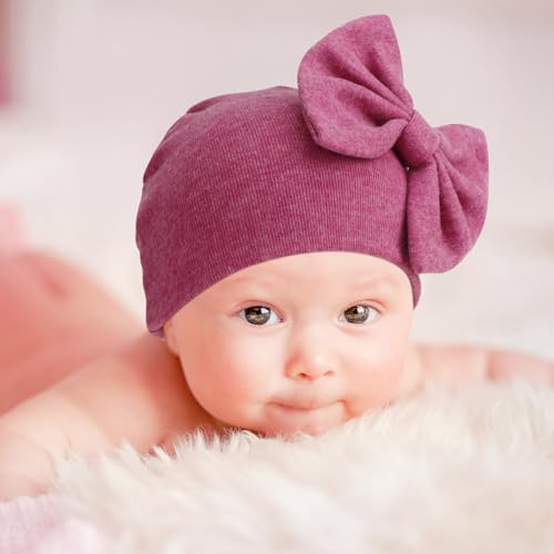 Newborn Baby Hats and Mittens Set Infant Bow Beanie Cap Toddler Gloves Newborn Hospital Hats for Baby Boy Girl 0-6 Months4