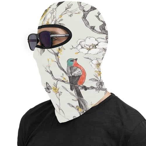 Pasamontaña térmico para hombre y mujer con estampado de pájaros y flores, máscara facial para esquí, motocicleta y clima frío miniatura 4