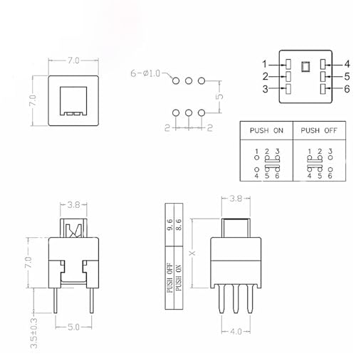 Interrupteur autobloquant 7x7mm double bouton poussoir plat pour bricolage maison - 2