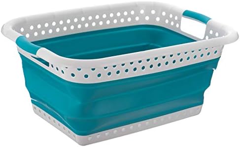 New Large Collapsible Laundry Basket Washing Clothes Pop Up Bin Foldable Bucket Home Caravan Boot Multi Purpose (Turquoise)