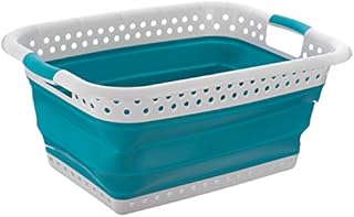 New Large Collapsible Laundry Basket Washing Clothes Pop Up Bin Foldable Bucket Home Caravan Boot Multi Purpose (Turquoise)