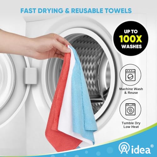 Image of AIDEA Microfiber Cleaning Cloth 165 Sheets 3 Roll, Blue Shop Towels, 11x9 inch
