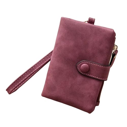 Leather Women Wallets Coin Pocket Card Holder Money Bags Casual Long Ladies Clutch Purse for Change，Credit Card(Rose red)