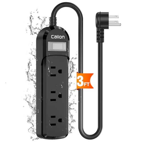 VNJ Outdoor Power Strip with 3AC Outlets, IPX6 Waterproof Surge Protector, Safety Lock Design and ETL-Certified Cables, 3FT Extension Cord for Home, Garden, and Commercial Use