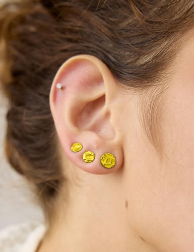 5 Pairs hammered gold Earrings for Women 316L Hypoallergenic Earrings Stainless Steel Lightweight Hammered Round Stud Valentine's Day Christmas Mother's Day3