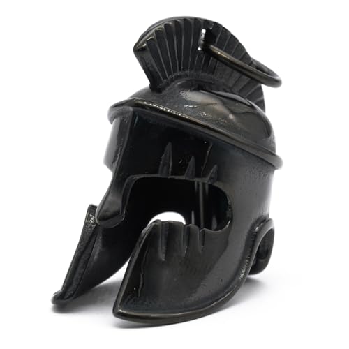 Image of Motorcycle Biker Roman Gladiator Warrior Spartan Helmet Guardian Bell Luck Gremlin Ride Bell Hanger or Lucky KeyChain