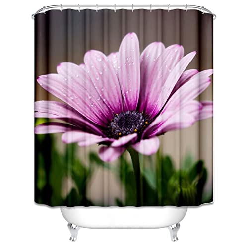 Rideau de douche imperméable fleur violette anti-moisissure - 3