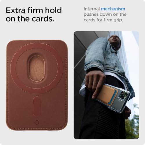 Image of Spigen Valentinus (MagFit) Magnetic Wallet Card Holder - MagSafe Compatible with iPhone 14, 13, 12 - Brown