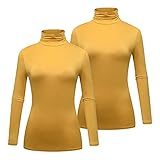 Formeet17 Women’s 2-Pack Long Sleeve Turtleneck T-Shirt Basic Stretchy Layer Comfy High Neck Shirt...